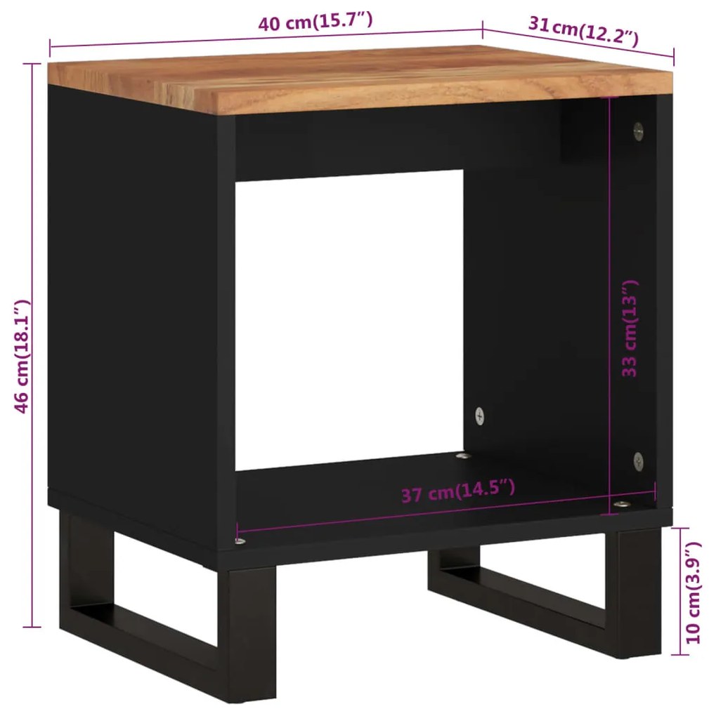 Mesa de centro 40x31x46 cm acácia maciça/derivados de madeira