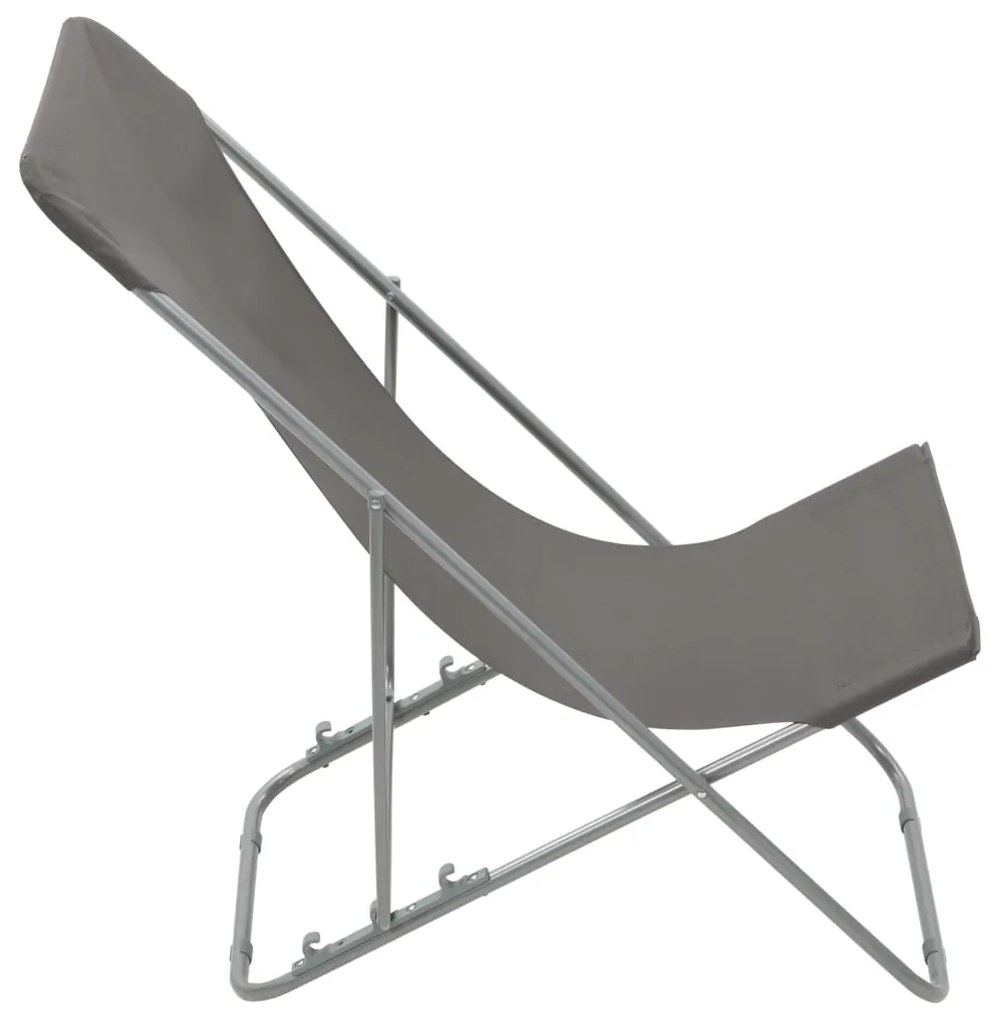 Cadeiras de praia dobráveis 2 pcs aço e tecido oxford cinzento