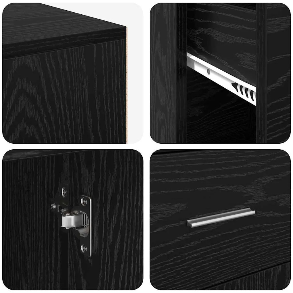 Mesa de Canto Carvalho Preto 102x88x75 cm Madeira Ingenheirada