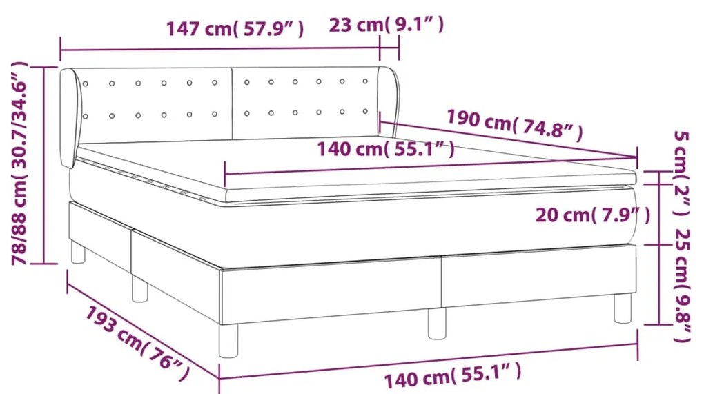 Cama com molas/colchão 140x190 cm couro artificial branco