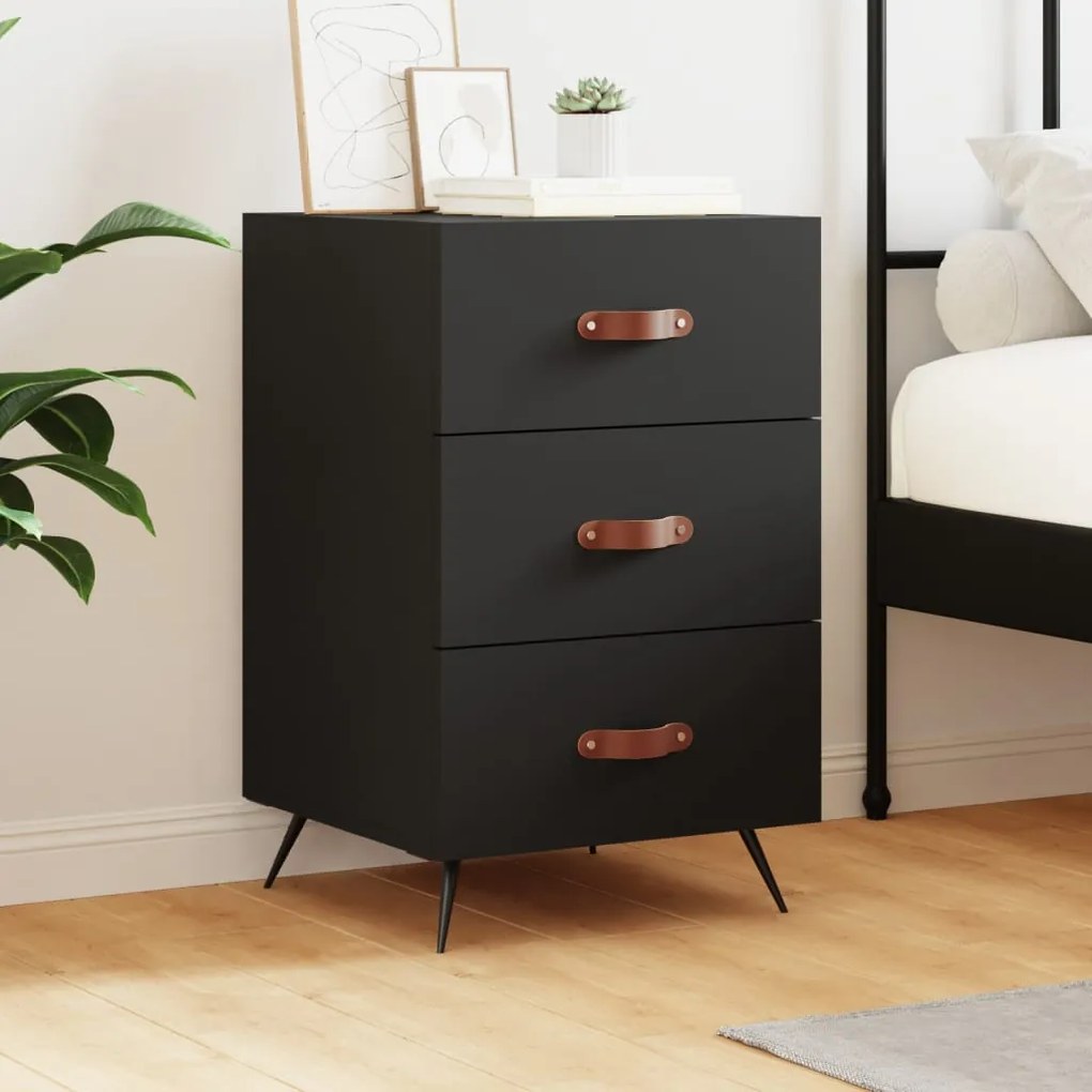 vidaXL Mesa de cabeceira 40x40x66 cm derivados de madeira preto