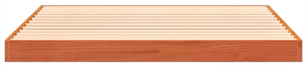 Estrutura de cama 120x190 cm madeira pinho maciça castanho cera