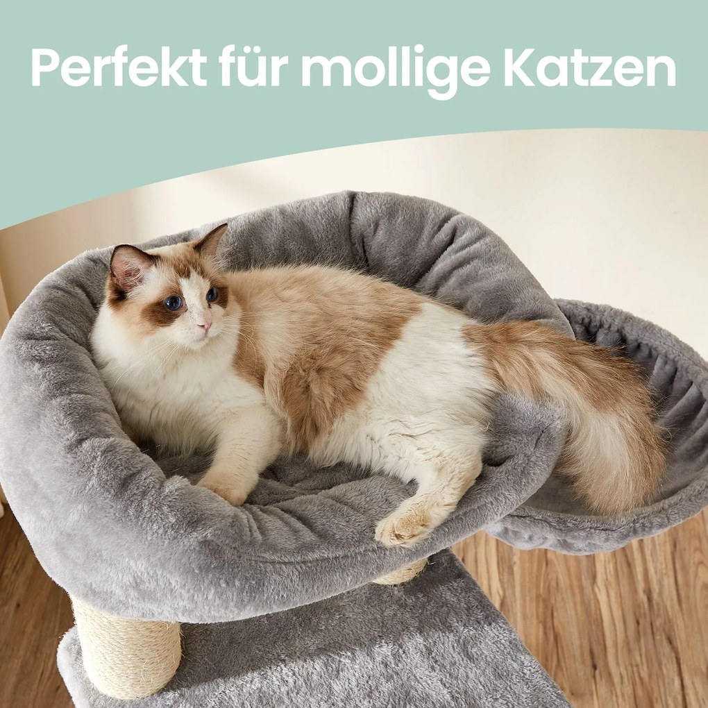 Arranhador para gatos, com caverna 50 x 50 x 141 cm cinza claro