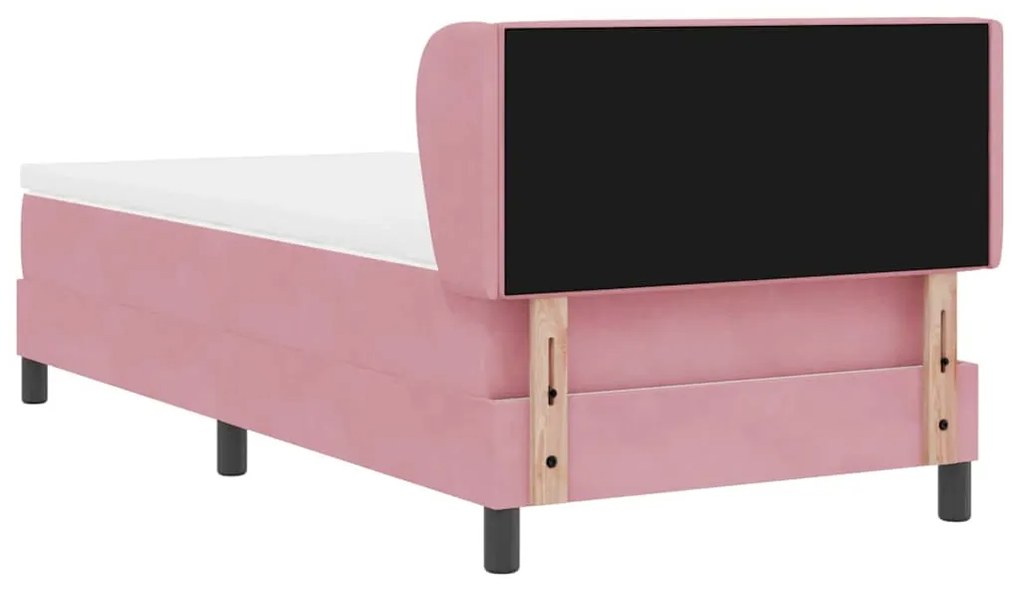 Cama Box Spring com Colchão Cor-de-Rosa 90x200 cm em Veludo