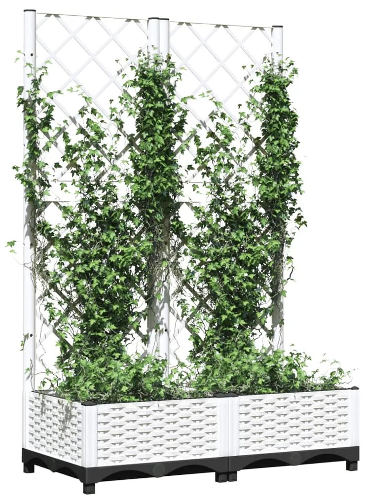 Vaso/floreira de jardim c/ treliça 80x40x121,5 cm PP branco