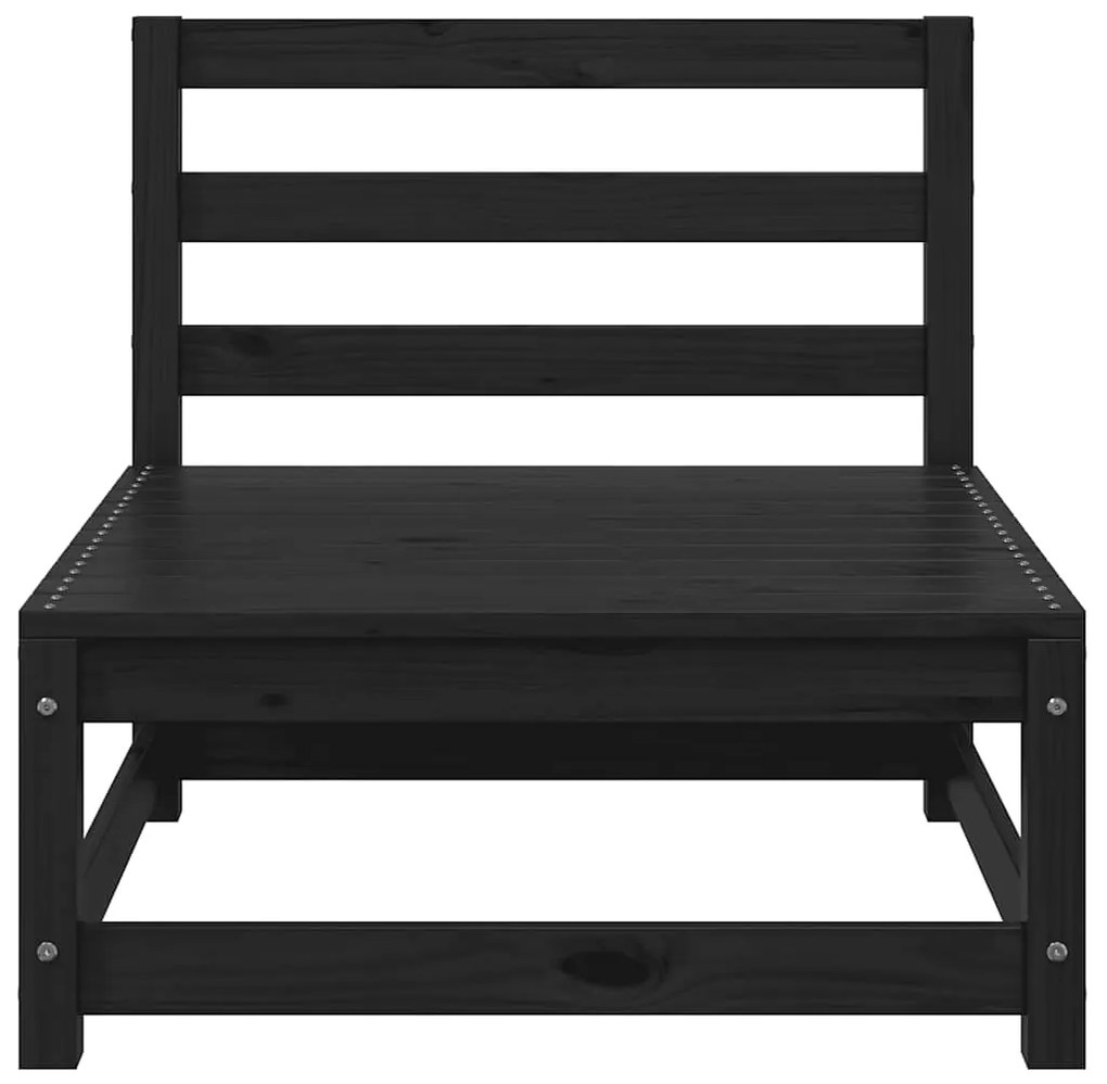 Sofás de centro para jardim 3 pcs madeira de pinho maciço preto