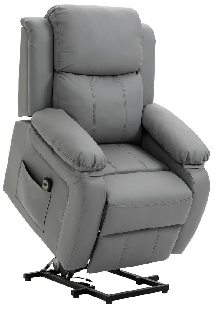 HOMCOM Poltrona Relax Elevatória com Controle Remoto Reclinação Elétrica de 160° Apoio para os Pés 76x90x105 cm Cinza | Aosom Portugal