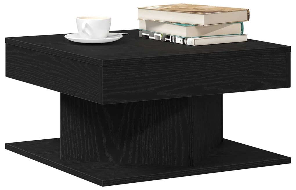 Mesa de Café vidaXL Preta Carvalho 57x57x30 cm Madeira de Engenharia