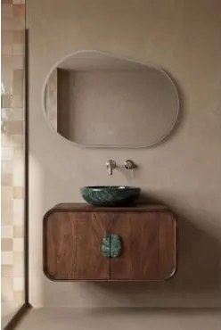 Conjunto De Móvel De Casa De Banho Em Madeira De Manga E Pedra Natural Kivalina Mármore Verde Udaipur - Madeira De Manga Escura - Sklum