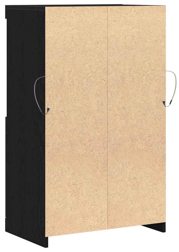 Sideboard vidaXL com luzes LED Carvalho Preto 60x37x100 cm