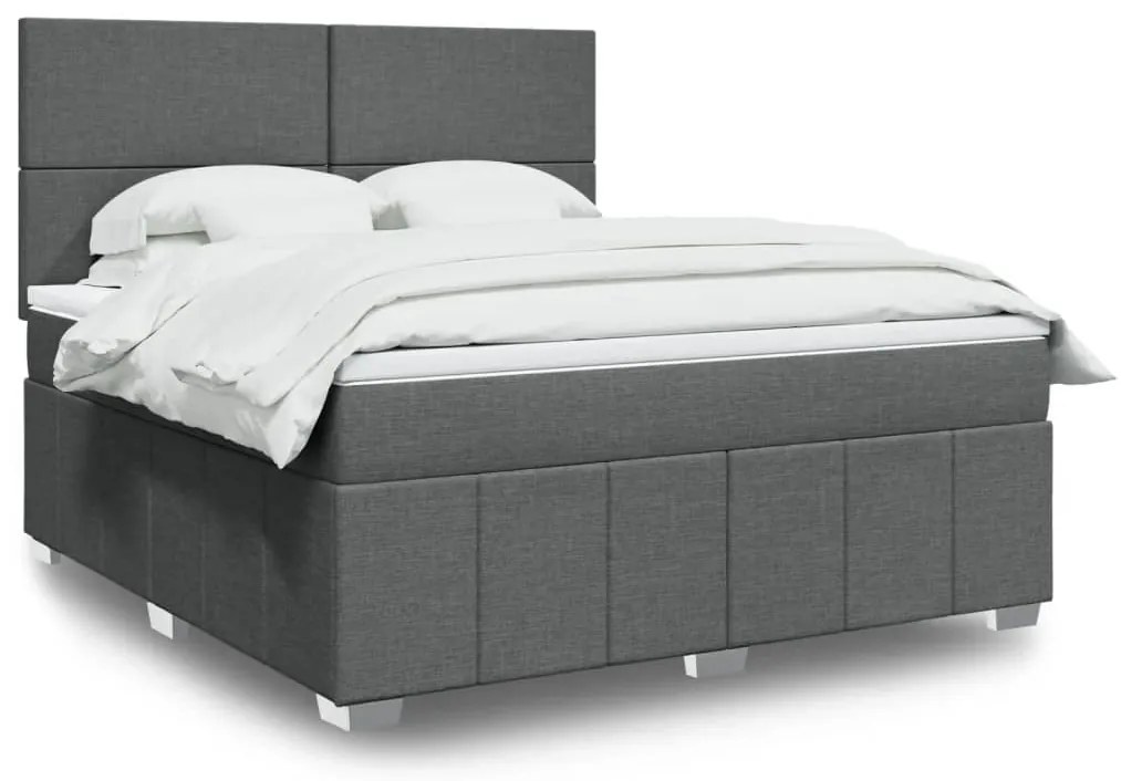 vidaXL Cama com molas/colchão 180x200 cm tecido cinzento-escuro