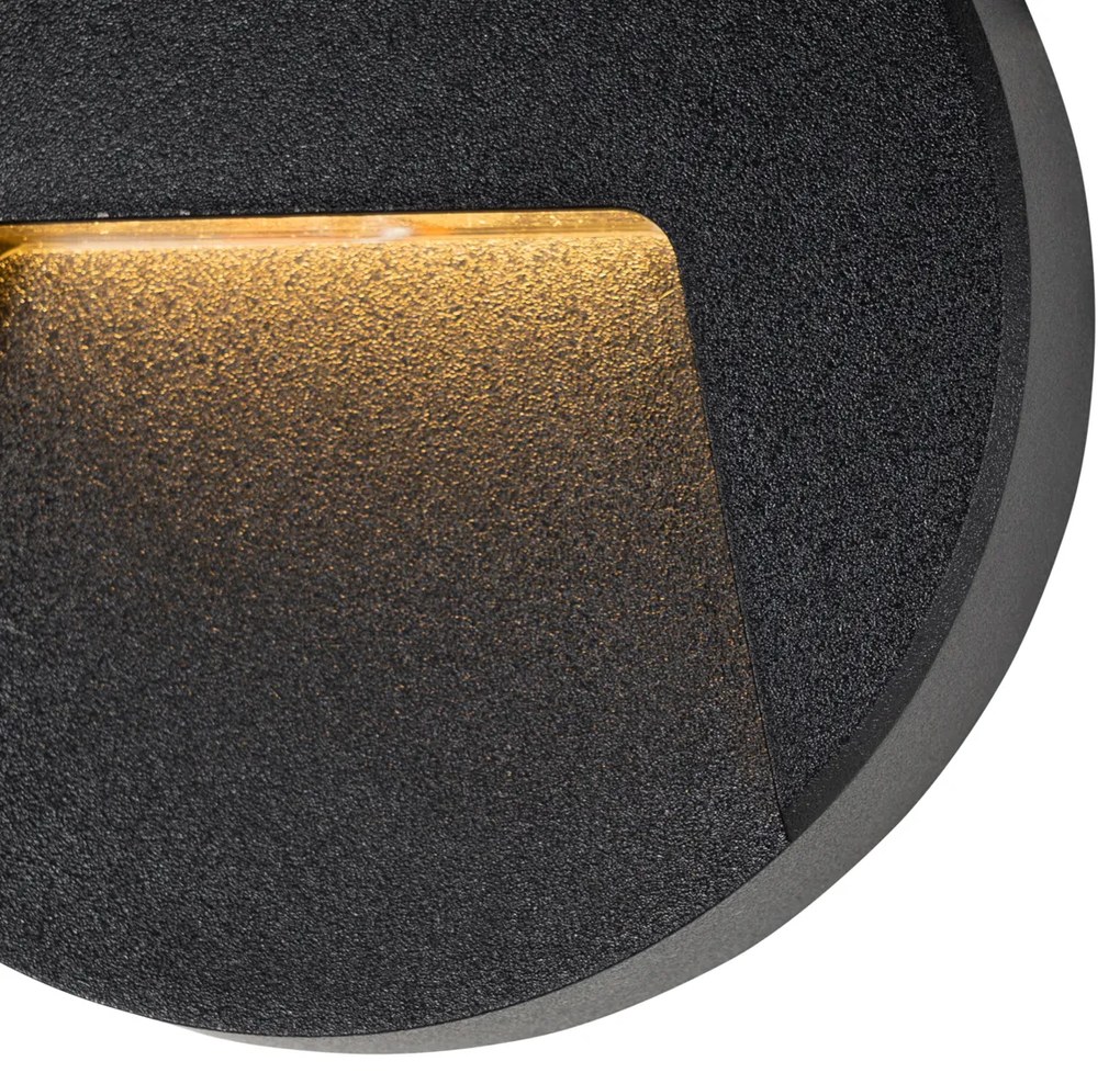 Conjunto de 6 candeeiros de parede exteriores redondos pretos com LED IP65 - Gem