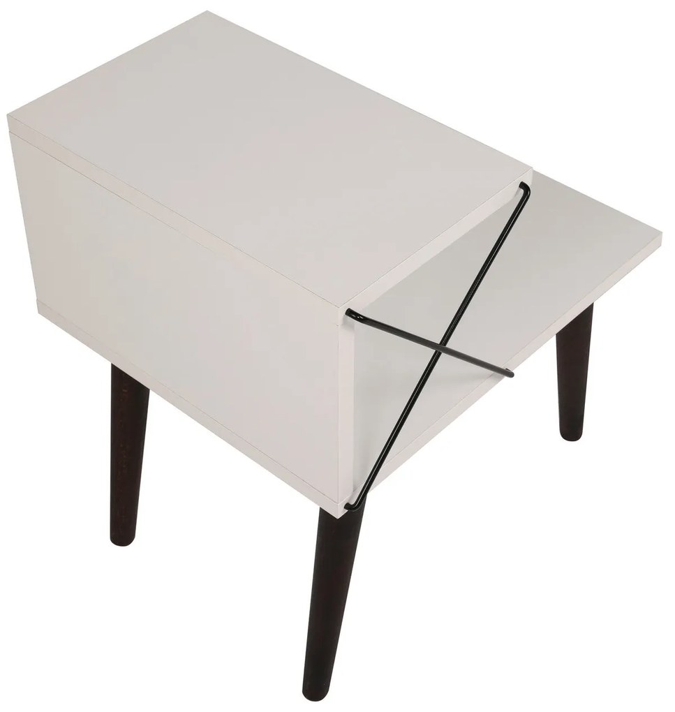Mesinha de Cabeceira Cross – Branco – 50x55x40 cm