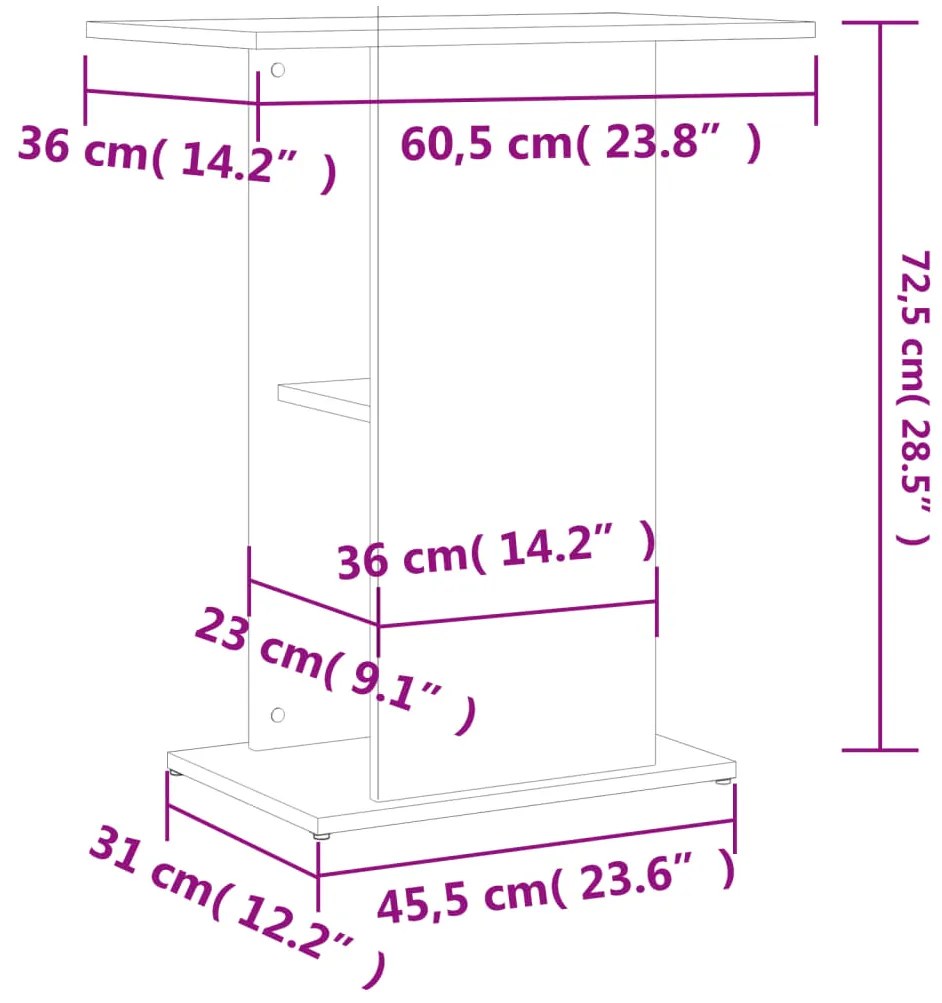 Suporte aquário 60,5x36x72,5 cm deriv. de madeira cinza cimento