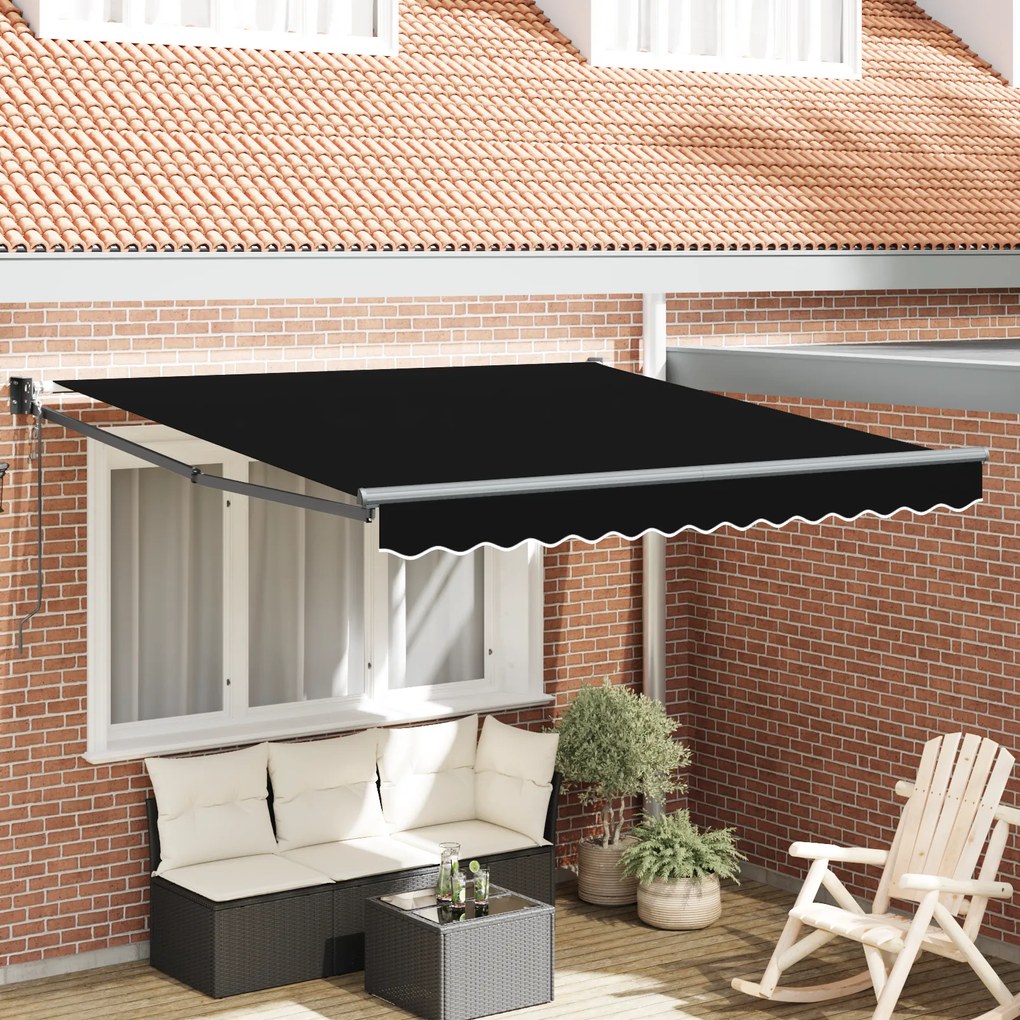 vidaXL Toldo Retrátil Automático Preto 300x250 cm