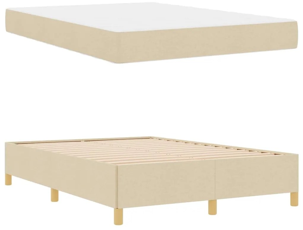 Cama Box Outros Creme e Branco 160 x 200 cm tecido
