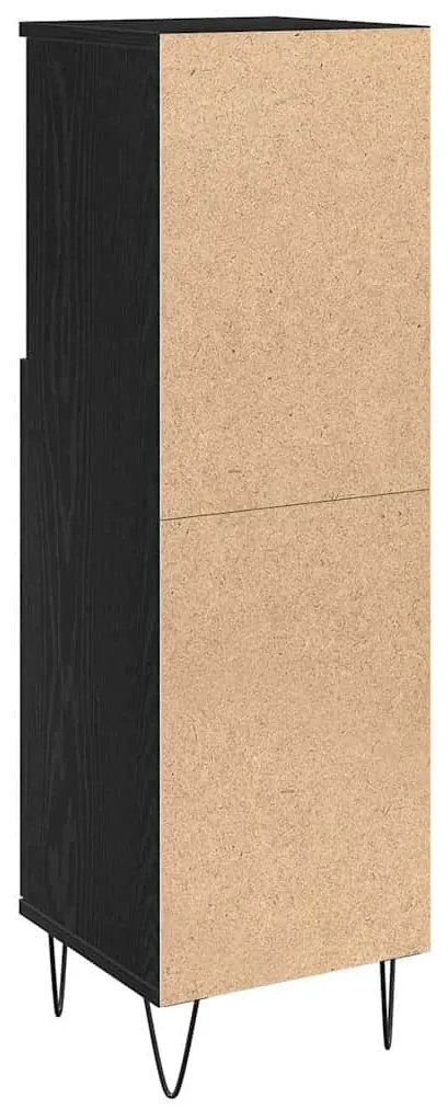 Armário de Banheiro vidaXL Madeira Preta 30x30x100 cm Madeira de Engen