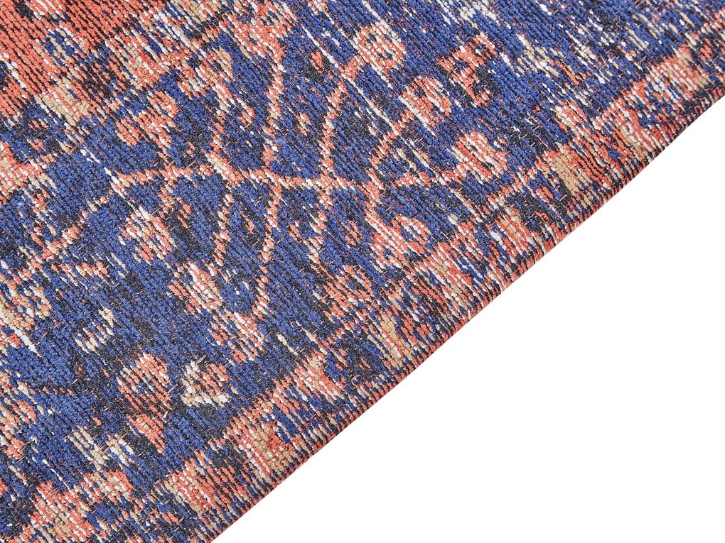 Tapete em algodão vermelho e azul 140 x 200 cm KURIN Beliani