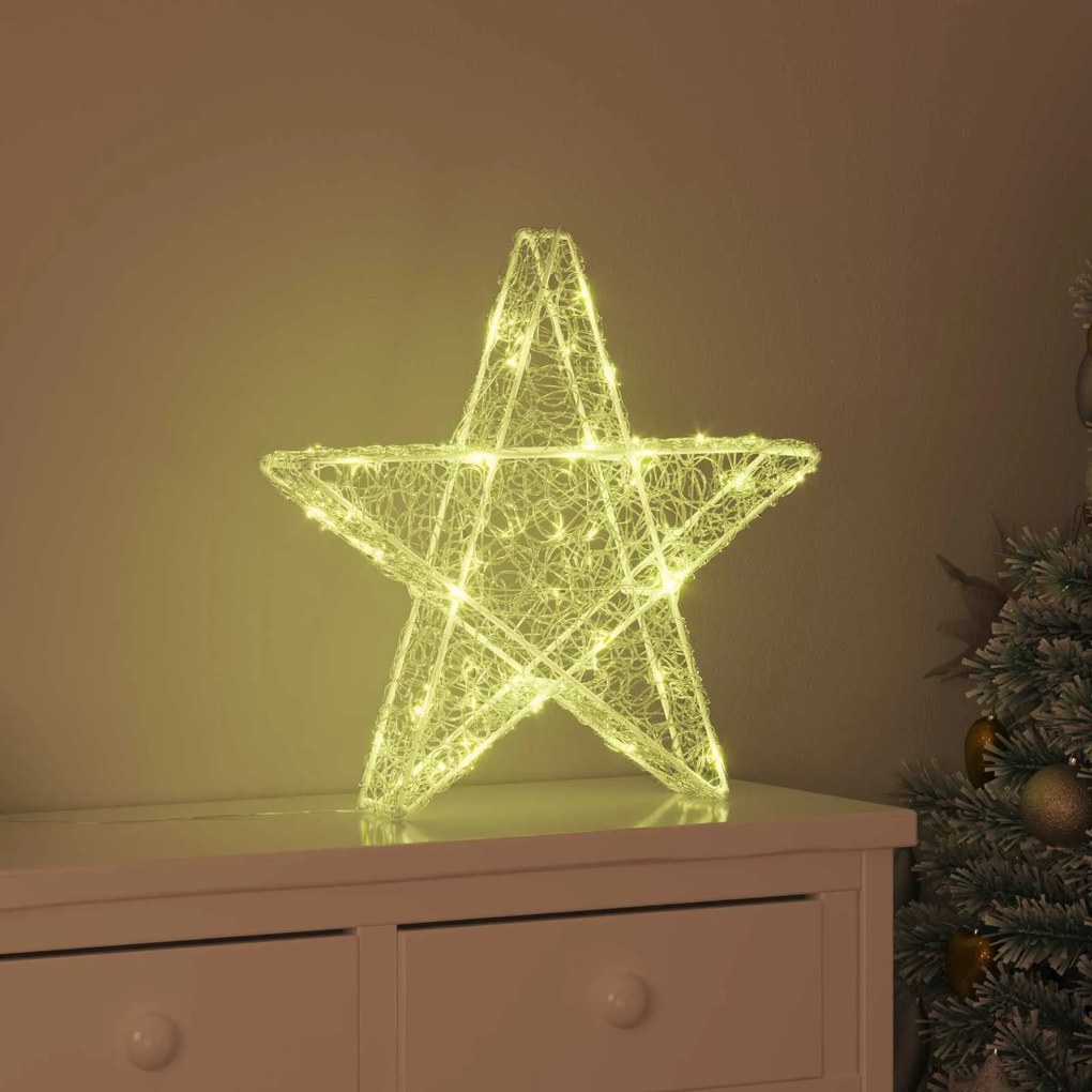 vidaXL Estrela 3D com 50 LEDs Branco quente 55 x 53,5 x 10 cm Acrílo