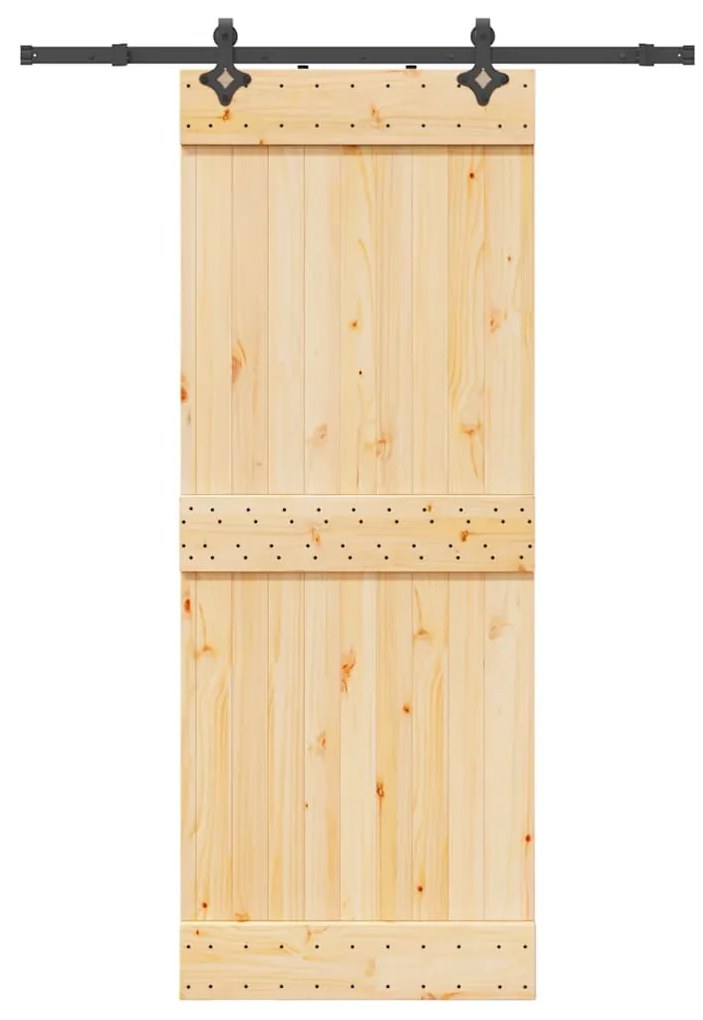 VidaXL Porta de correr com ferragens 80x210 cm madeira de pinho maciça