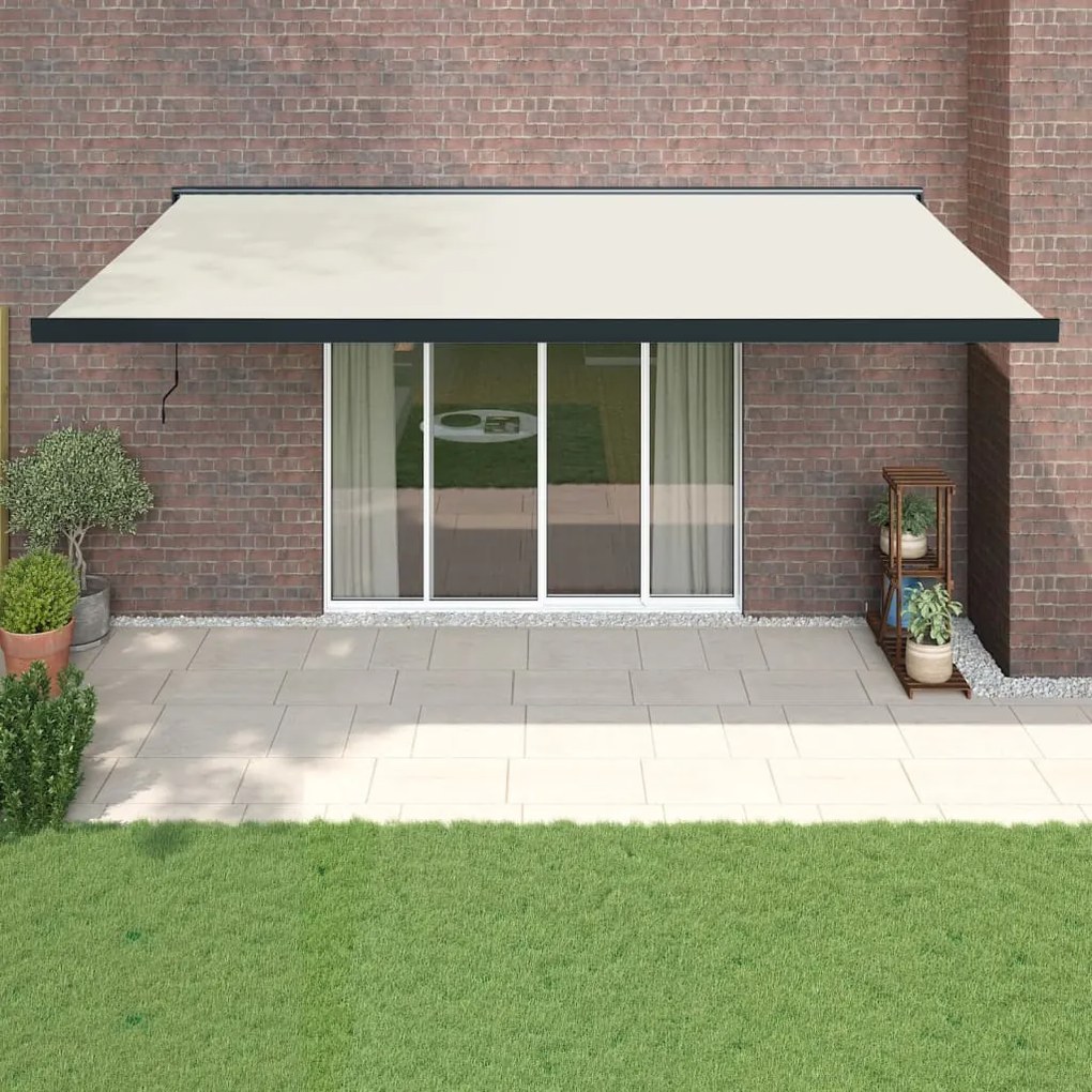 vidaXL Toldo retrátil 5x3 m tecido e alumínio cor creme