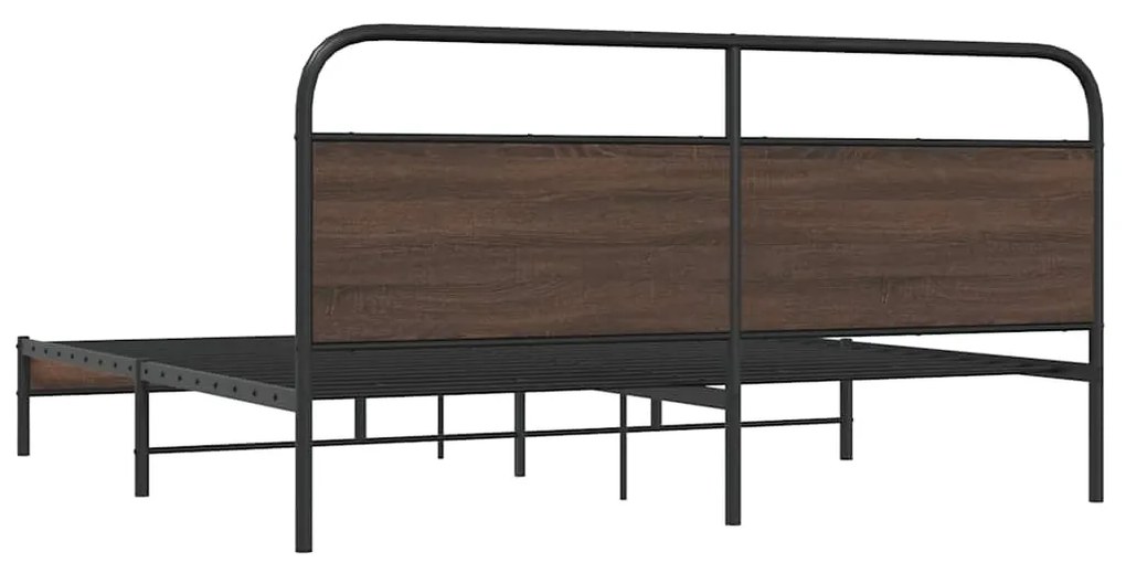 Estrutura cama sem colchão 183x213 cm metal carvalho castanho