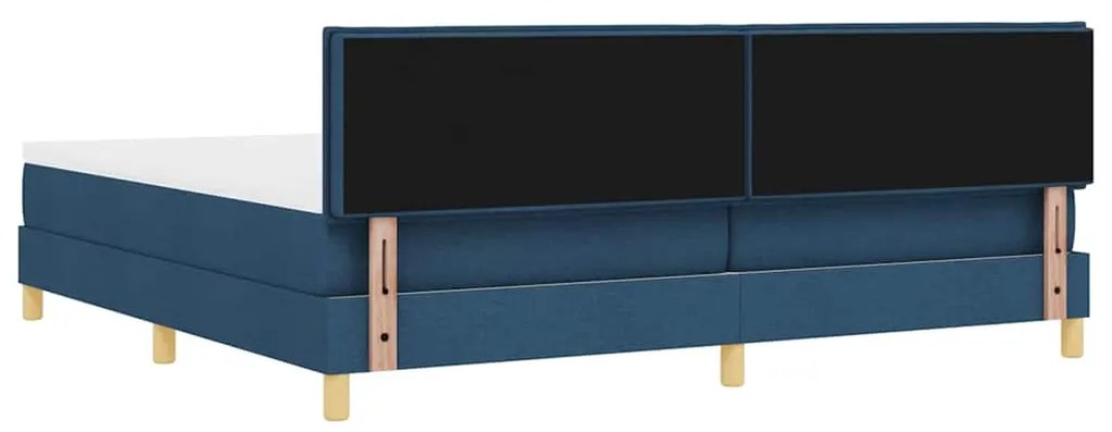 Cama Box Spring com Colchão &amp; LED Azul 200x200 cm Tecido