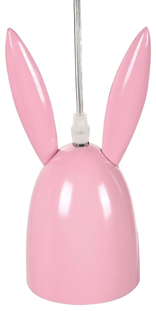 Candeeiro de teto em metal rosa com 3 abajures RABBIT Beliani
