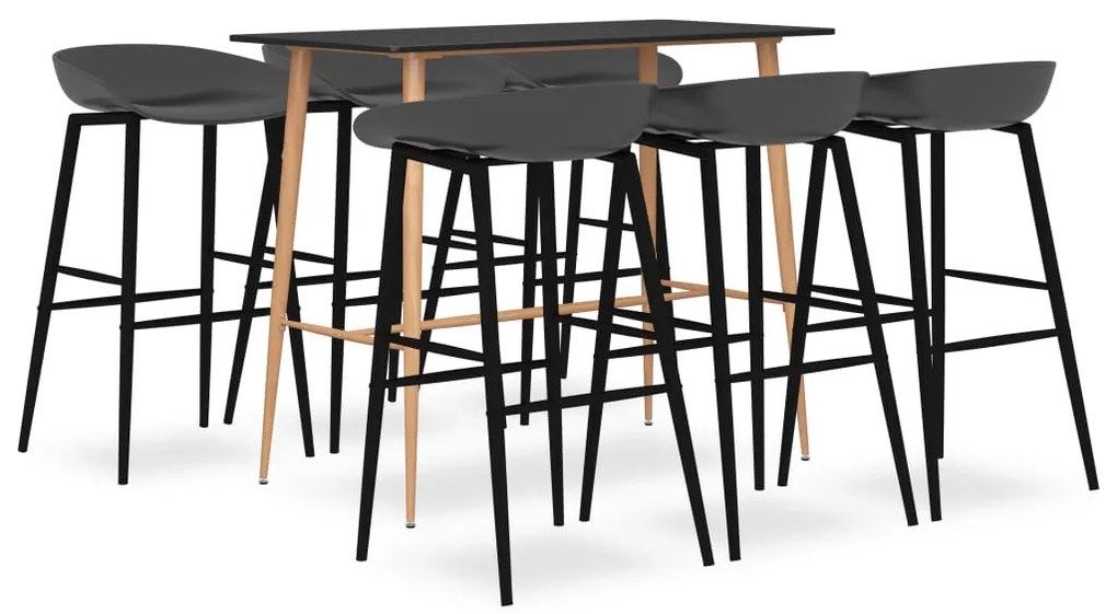 vidaXL 7 pcs conjunto de bar preto e cinzento