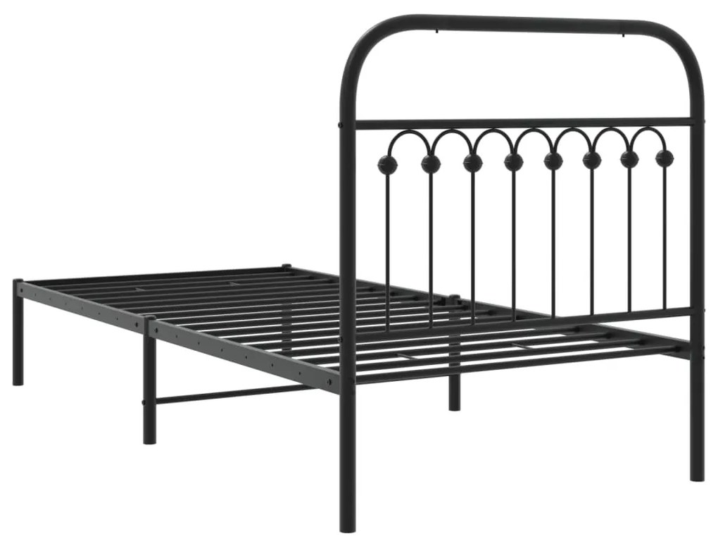 Estrutura de cama com cabeceira 90x190 cm metal preto