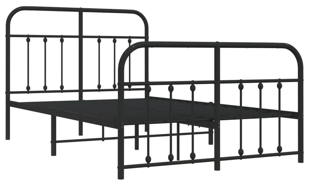 Estrutura de cama com cabeceira e pés 120x190 cm metal preto