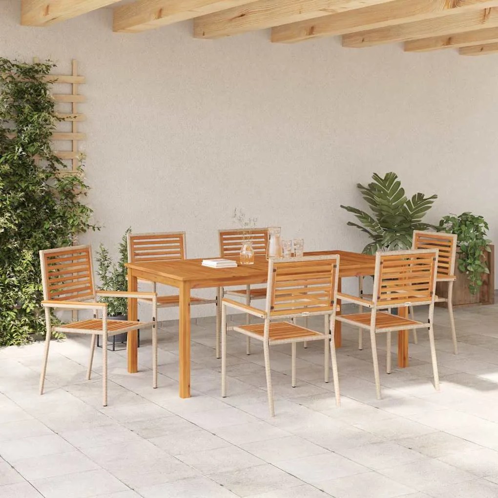 Conjunto de Jantar de Jardim 7 pcs Bege 180 x 90 x 75 cm