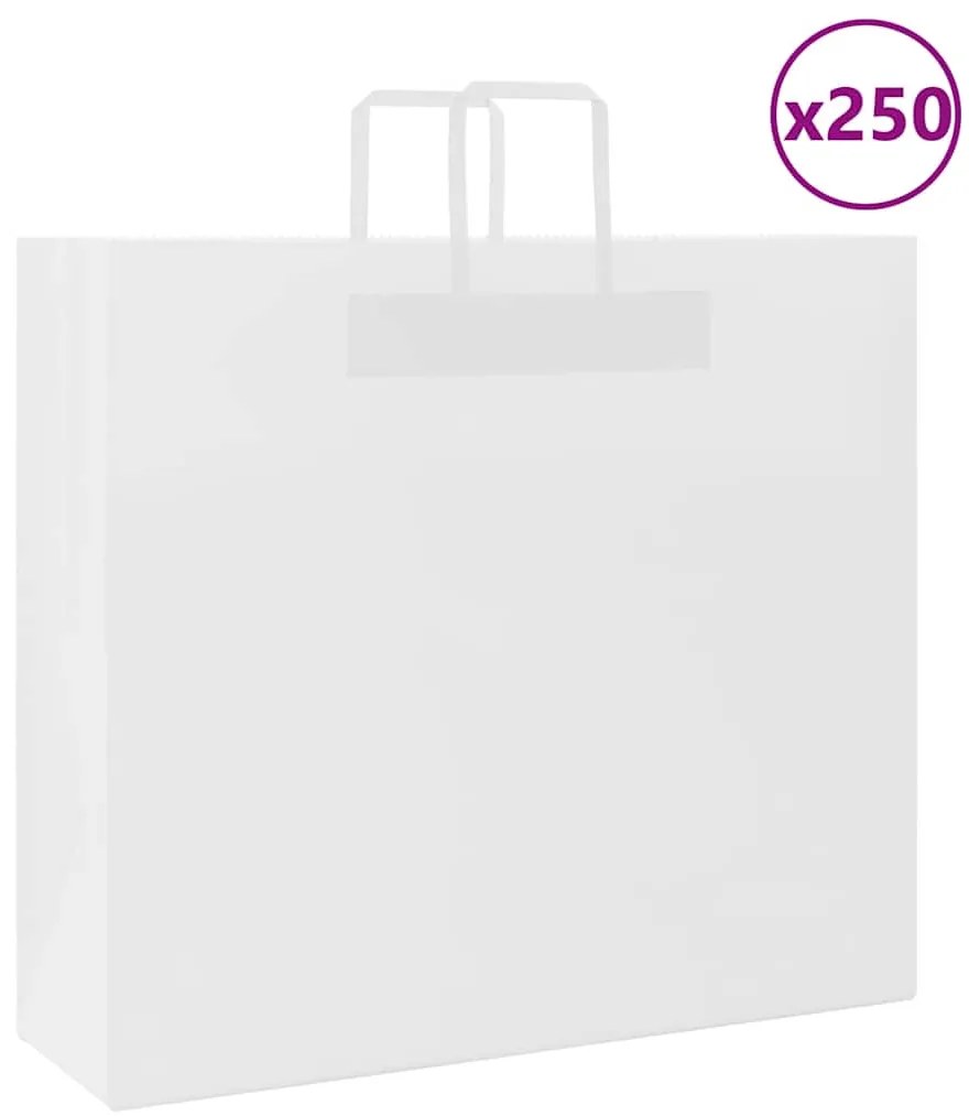 vidaXL Sacos de papel 250 unid com alças branco 54x15x49 cm