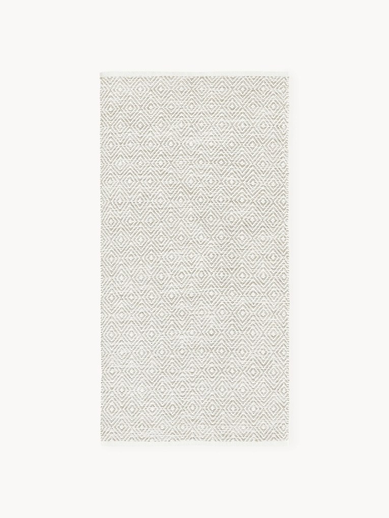 Tapete artesanal para interior e exterior com padrão de losangos vintage Rika