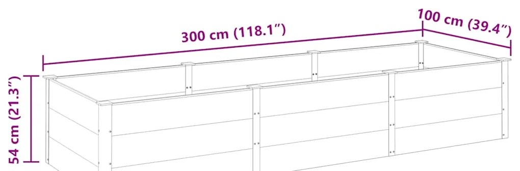 Canteiro de jardim elevado 300x100x54 cm WPC cinzento