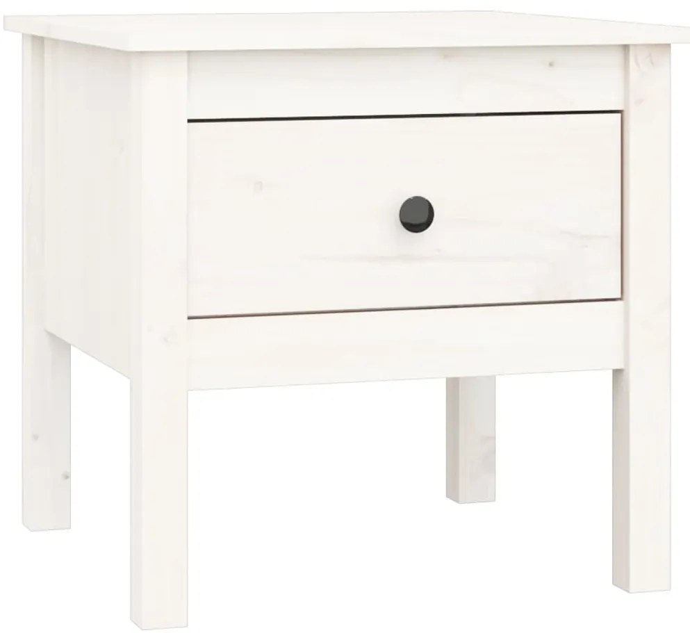 Mesas de apoio 2 pcs 50x50x49 cm madeira de pinho maciça Branco