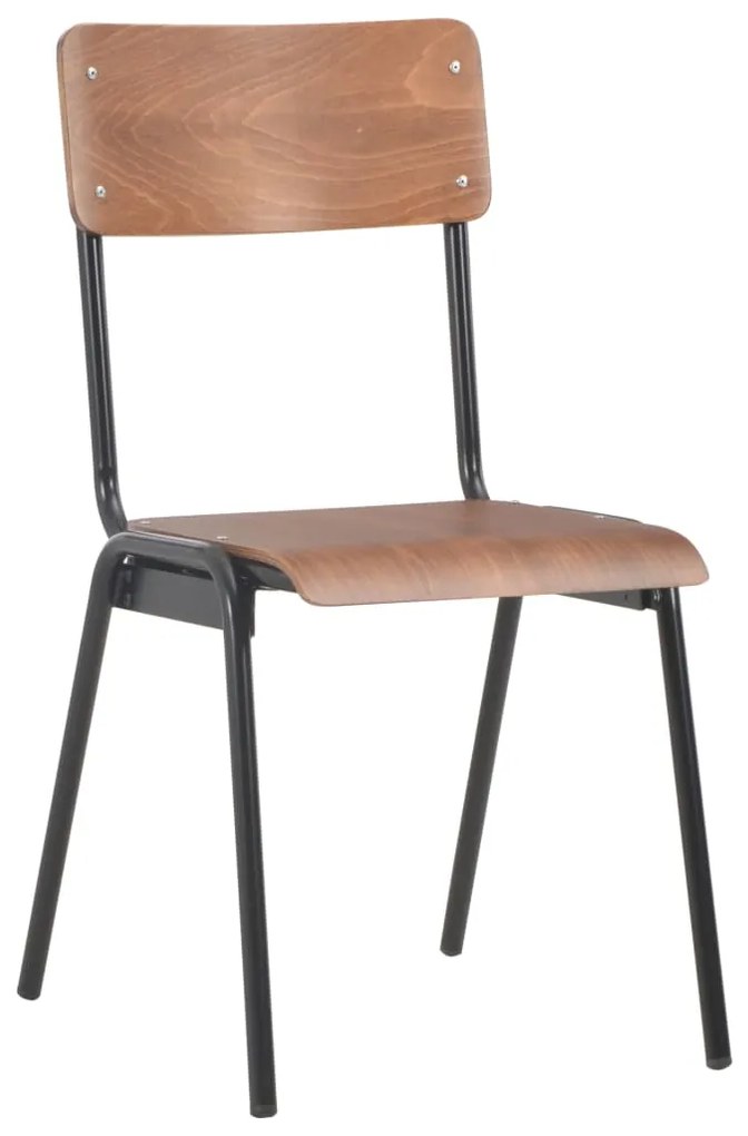 Cadeiras de jantar 4 pcs contraplacado maciço e aço castanho