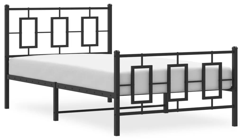 Estrutura de cama com cabeceira e pés 100x190 cm metal preto