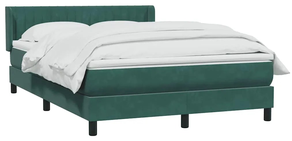 Box Cama primavera com Colchão Verde Escuro 140x210 cm Veludo