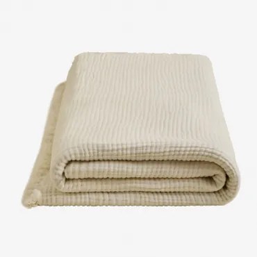 Colcha De Gaze Em Algodão Jobert Beige Creme & Cama 90/105cm (180 X 250 Cm) - Sklum
