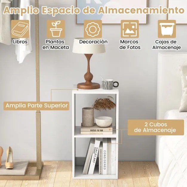 Estante com 2 cubos anti-inclinação 35 x 33 x 33 x 69,5 cm Branco