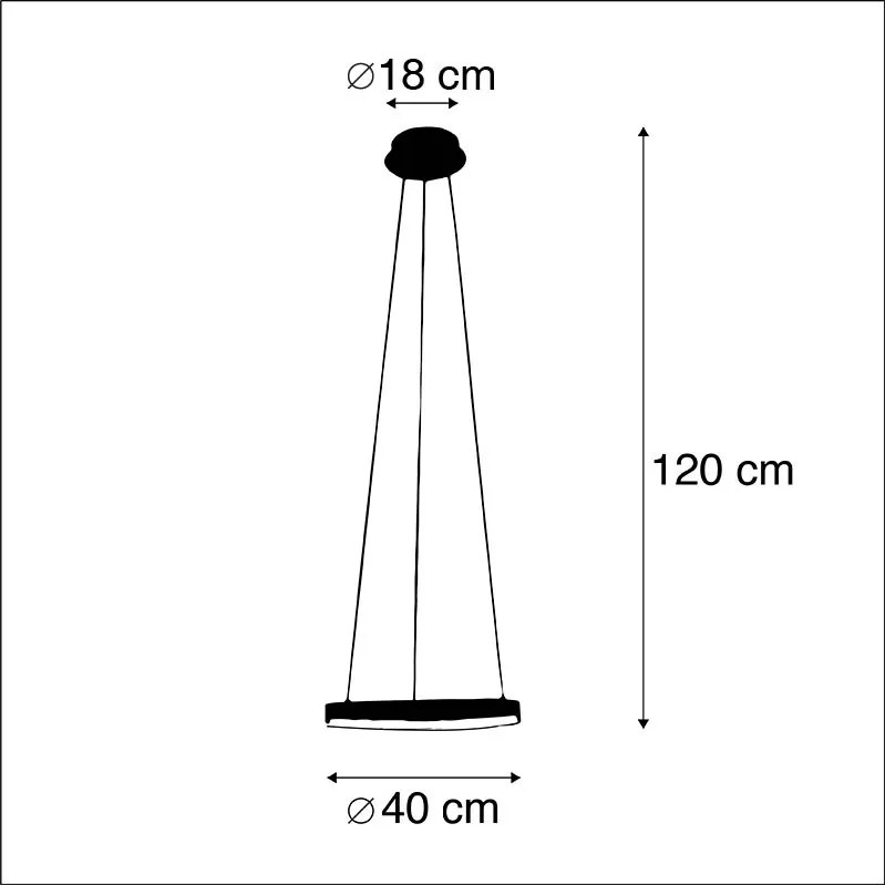 Candeeiro de suspensão design preto 40cm com LED dimmer 3 passos - Anello Moderno