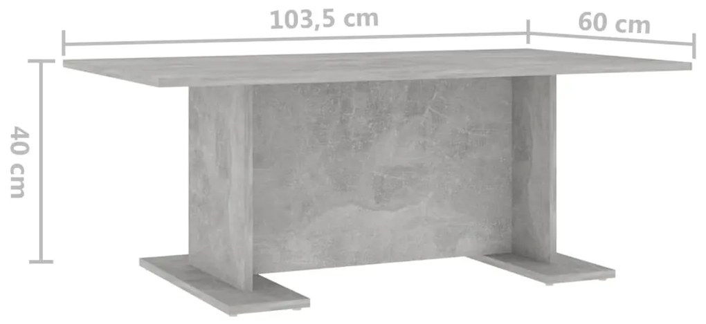 Mesa de centro 103,5x60x40 cm contraplacado cinzento cimento
