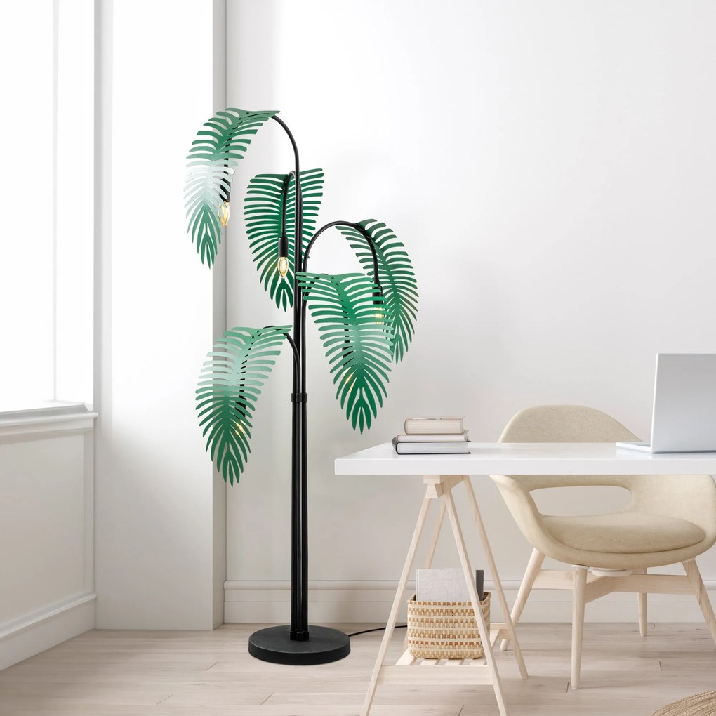Candeeiro de Pé Palm – Preto/Verde – 71 x 71 x 157 cm