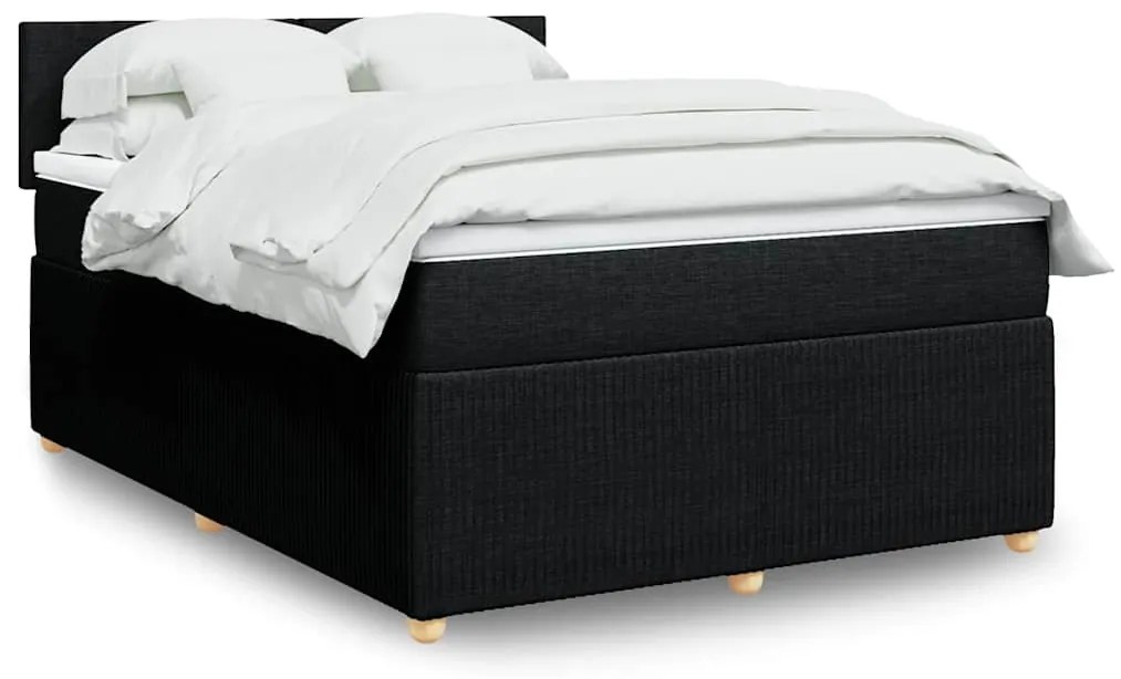 Cama com molas/colchão 160x200 cm tecido preto