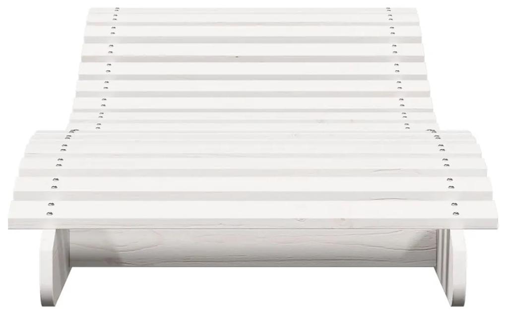 Espreguiçadeira 205x70x31,5 cm madeira de pinho maciça branco