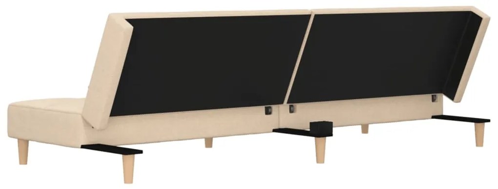 Sofá-cama 2 lugares com duas almofadas tecido cor creme