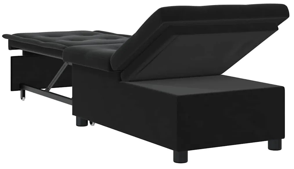 Sofá Cama 3 em 1 Retrátil Veludo Preto