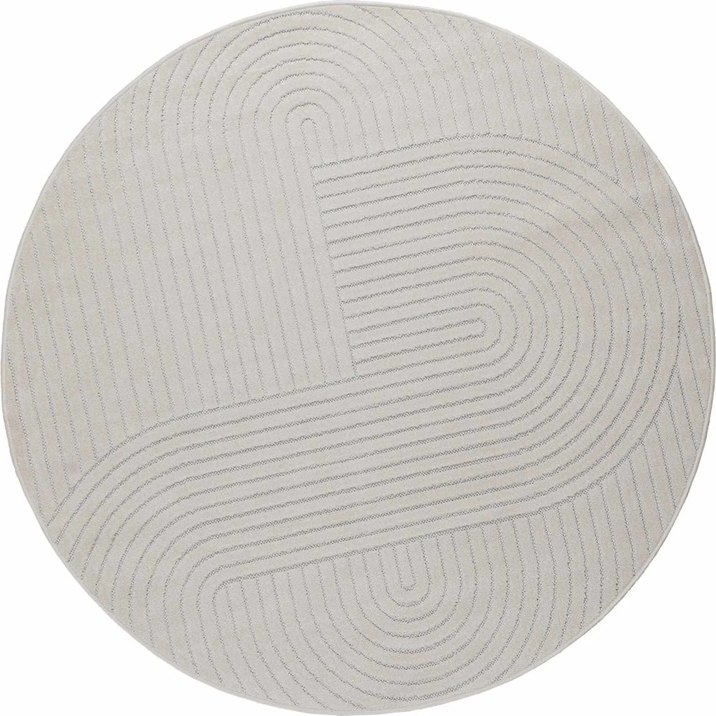 vidaXL Tapetes de área Redondo HUARTE Creme Ø 160 CM Poliéster