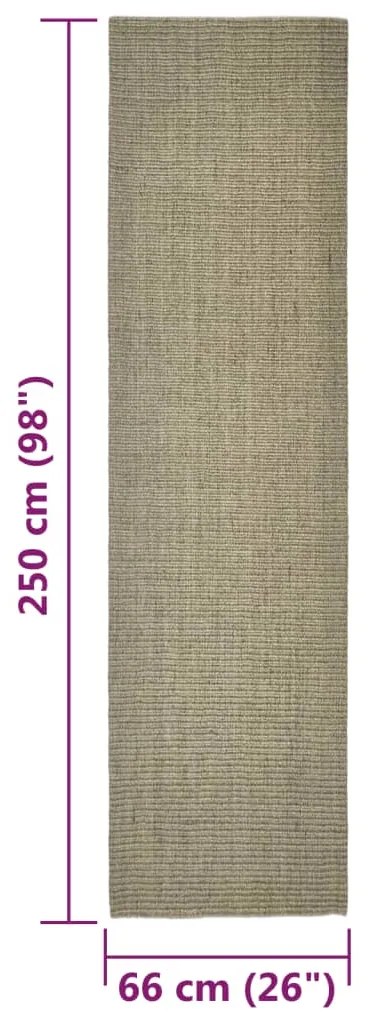 Tapete de sisal p/ poste arranhador 66x250 cm cinza-acastanhado